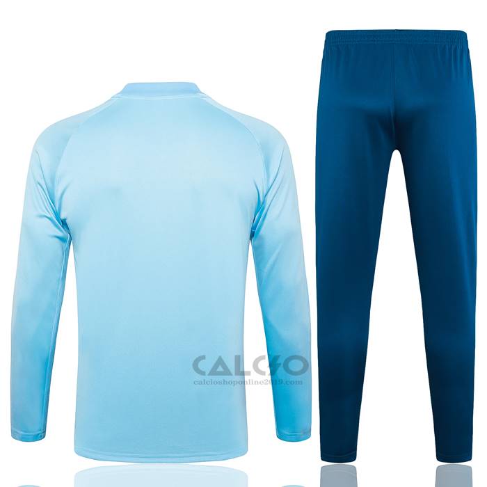 Tuta da Track di Felpa Manchester City 2024 Blu e Bianco